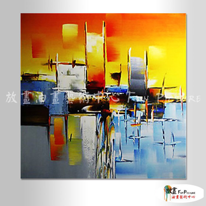 純抽象A111 純手繪 油畫 方形 黃紅 暖色系 精選 畫飾 無框畫 民宿 餐廳 裝潢 實拍影片