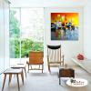純抽象A111 純手繪 油畫 方形 黃紅 暖色系 精選 畫飾 無框畫 民宿 餐廳 裝潢 實拍影片