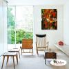 純抽象A114 純手繪 油畫 直幅 紅橙 暖色系 精選 畫飾 無框畫 民宿 餐廳 裝潢 室內設計