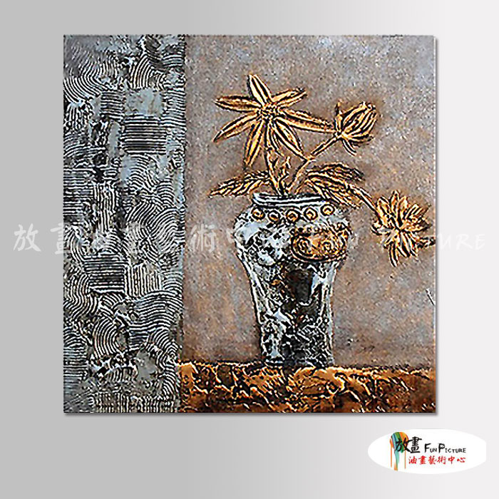 裝飾花卉A179 純手繪 油畫 方形 灰底 中性色系 裝飾 畫飾 無框畫 民宿 餐廳 室內設計
