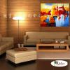 純抽象B144 純手繪 油畫 橫幅 紅橙 暖色系 精選 畫飾 無框畫 民宿 餐廳 裝潢 室內設計