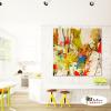 純抽象B163 純手繪 油畫 方形 黃底 暖色系 裝飾 畫飾 無框畫 民宿 餐廳 裝潢 室內設計