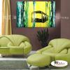 純抽象B185 純手繪 油畫 橫幅 黃綠 冷色系 裝飾 畫飾 無框畫 民宿 餐廳 裝潢 室內設計