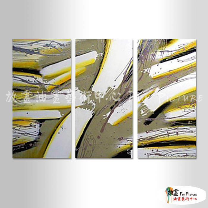 3拼抽象B244 純手繪 油畫 直幅*3 灰底 中性色系 線條 畫飾 無框畫 民宿 餐廳 室內設計