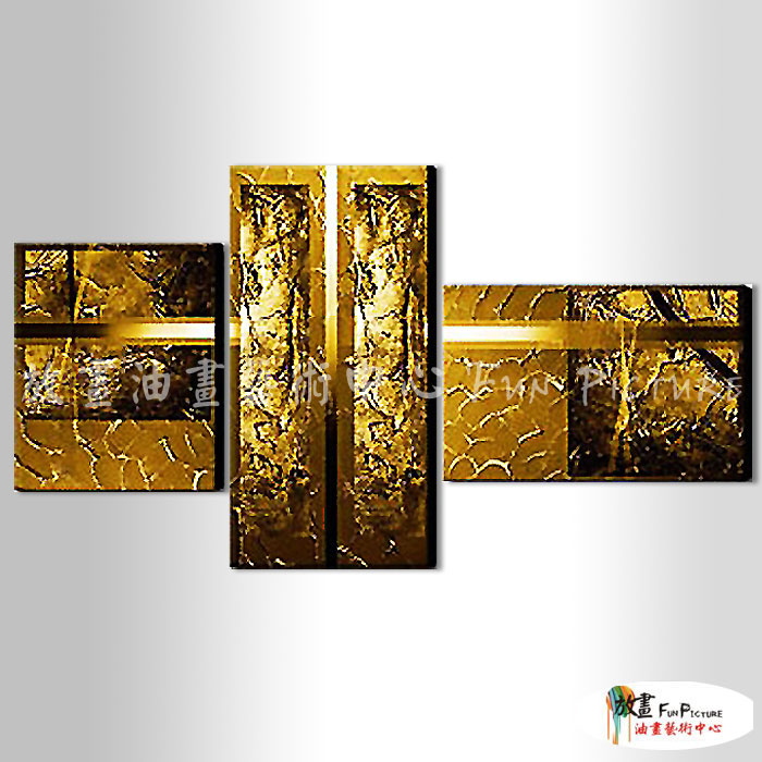 3拼琉金B273 純手繪 油畫 造型 金色 暖色系 肌理 畫飾 無框畫 民宿 餐廳 裝潢 室內設計