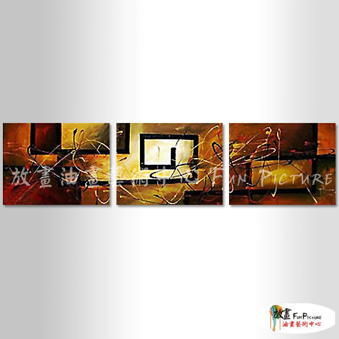 3拼抽象B303 純手繪 油畫 橫幅*3 金色 暖色系 精選 畫飾 無框畫 民宿 餐廳 裝潢 實拍影片