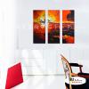 3拼抽象B313 純手繪 油畫 直幅*3 紅色 暖色系 裝飾 畫飾 無框畫 民宿 餐廳 裝潢 室內設計