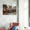 街景21 純手繪 油畫 橫幅 多彩 暖色系 印象 都會 裝飾 無框 民宿 餐廳 裝潢 室內設計