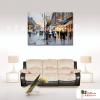 街景27 純手繪 油畫 橫幅 鵝黃 暖色系 印象 都會 裝飾 無框 民宿 餐廳 裝潢 室內設計