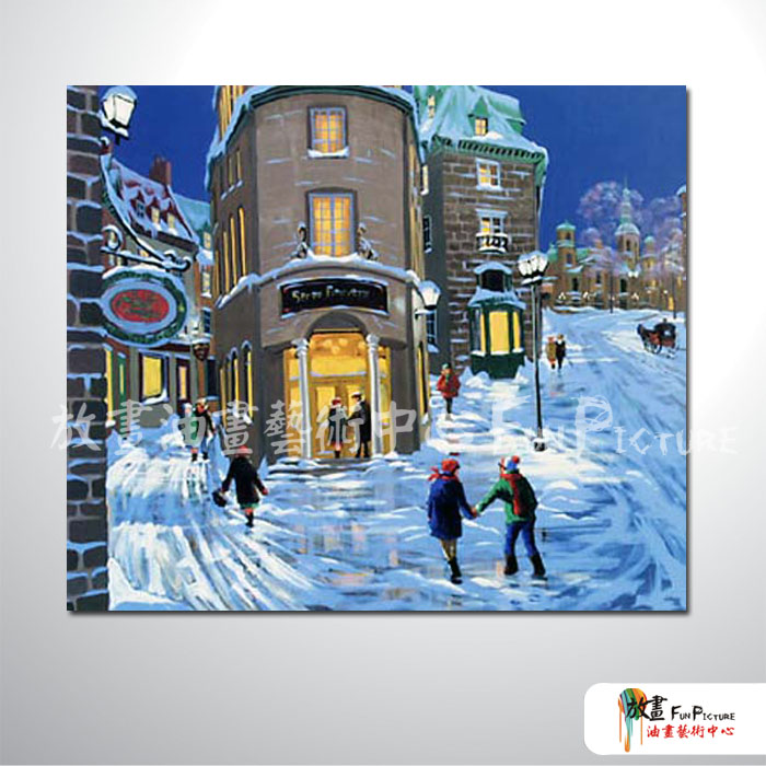街景29 純手繪 油畫 橫幅 多彩 暖色系 印象 都會 裝飾 無框 民宿 餐廳 裝潢 室內設計