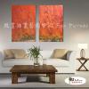 2拼抽象B342 純手繪 油畫 直幅*2 橘色 暖色系 裝飾 畫飾 無框畫 民宿 餐廳 室內設計
