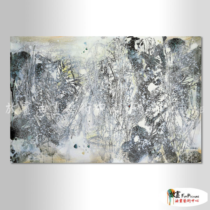 名家抽象103 純手繪 油畫 橫幅 灰色 中性色系 無框畫 名畫 線條 現代抽象 近代名家 大師作品