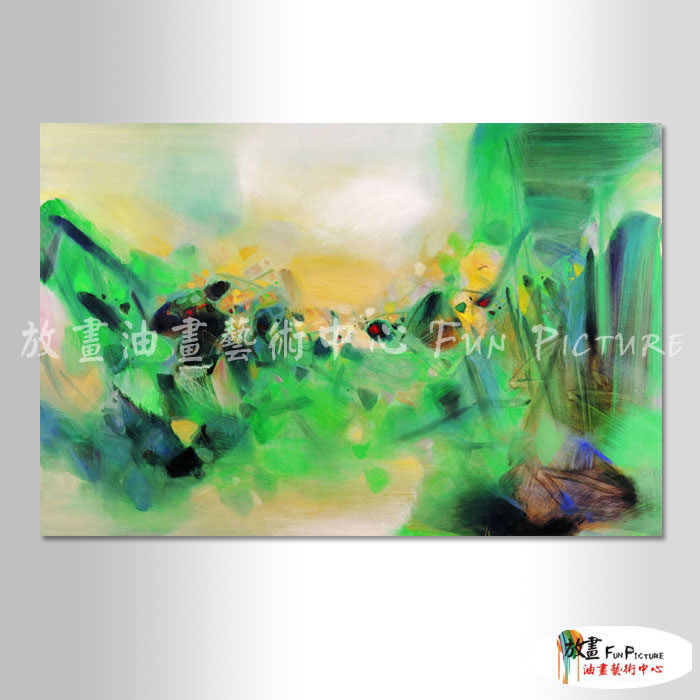 名家抽象109 純手繪 油畫 橫幅 黃綠 暖色系 無框畫 名畫 精選 現代抽象 近代名家 大師作品
