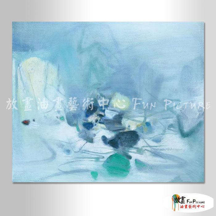 名家抽象112 純手繪 油畫 橫幅 水藍 冷色系 無框畫 名畫 色塊 現代抽象 近代名家 實拍影片