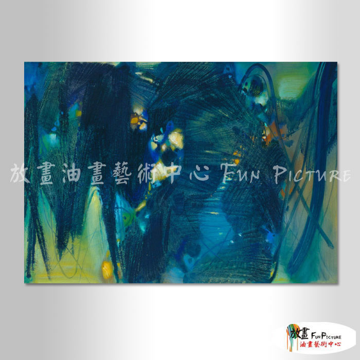 名家抽象116 純手繪 油畫 橫幅 藍綠 冷色系 無框畫 名畫 色塊 現代抽象 近代名家 大師作品