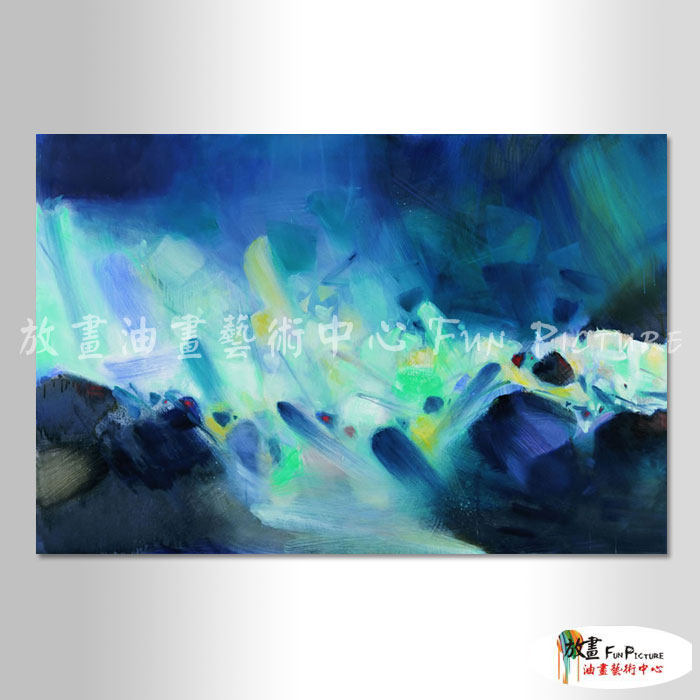 名家抽象122 純手繪 油畫 橫幅 藍綠 冷色系 無框畫 名畫 色塊 現代抽象 近代名家 大師作品