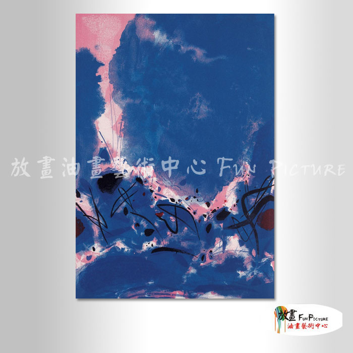名家抽象125 純手繪 油畫 直幅 藍色 冷色系 無框畫 名畫 色塊 現代抽象 近代名家 大師作品