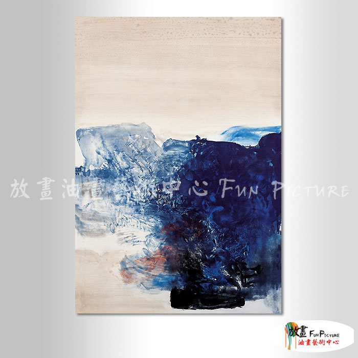 名家抽象11 純手繪 油畫 直幅 水藍 冷色系 無框畫 名畫 線條 現代抽象 近代名家 大師作品