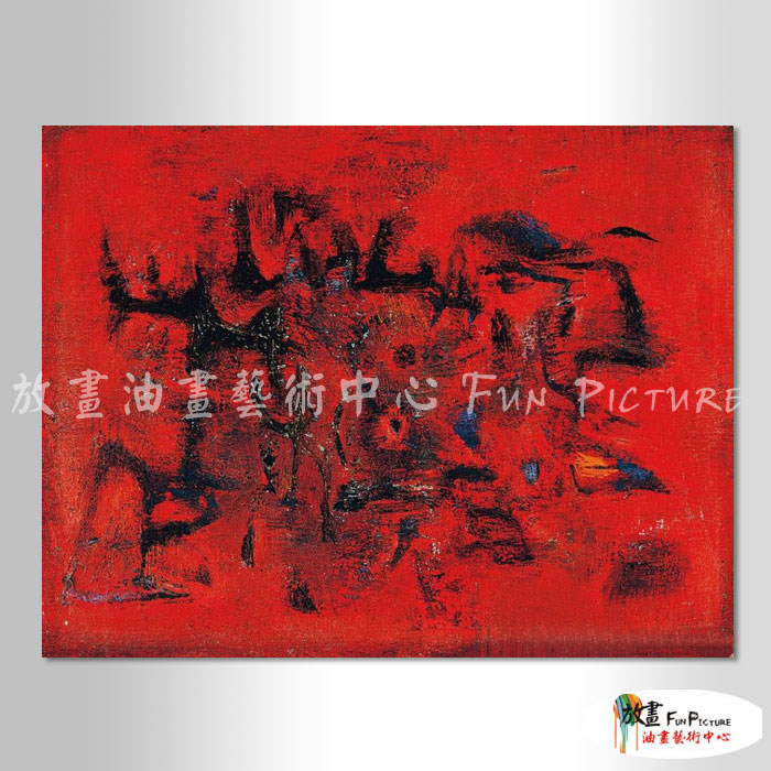 名家抽象15 純手繪 油畫 橫幅 紅色 暖色系 無框畫 名畫 線條 現代抽象 近代名家 大師作品