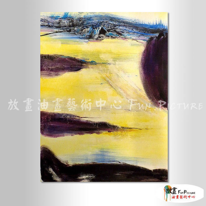 名家抽象17 純手繪 油畫 直幅 黃紫 中性色系 無框畫 名畫 線條 現代抽象 近代名家 大師作品