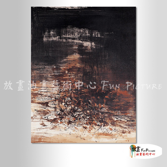 名家抽象36 純手繪 油畫 直幅 黑褐 中性色系 無框畫 名畫 線條 現代抽象 近代名家 大師作品