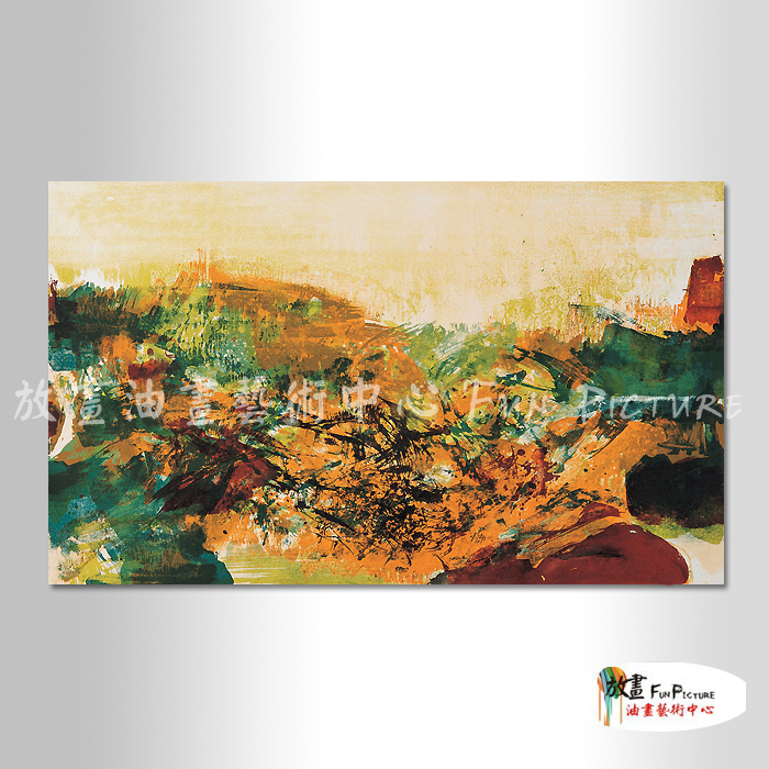 名家抽象40 純手繪 油畫 橫幅 褐綠 暖色系 無框畫 名畫 線條 現代抽象 近代名家 大師作品