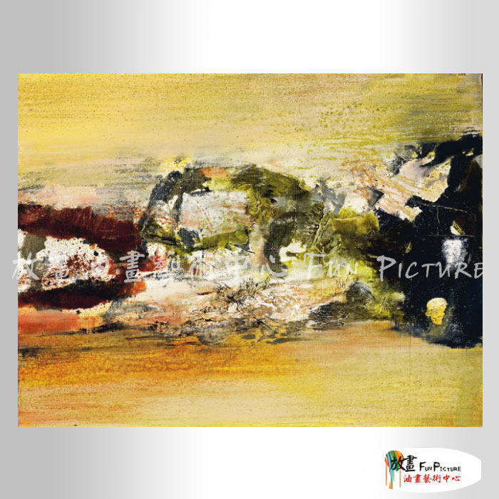 名家抽象52 純手繪 油畫 橫幅 黃褐 暖色系 無框畫 名畫 線條 現代抽象 近代名家 大師作品