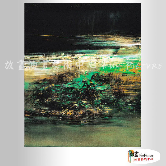 名家抽象55 純手繪 油畫 直幅 綠黑 中性色系 無框畫 名畫 線條 現代抽象 近代名家 大師作品