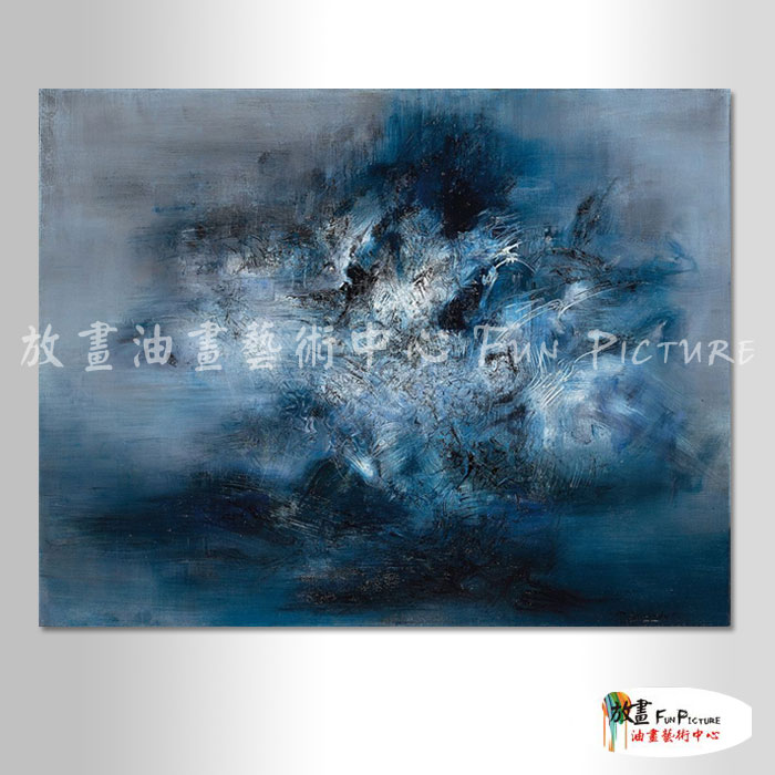 名家抽象65 純手繪 油畫 橫幅 藍色 冷色系 無框畫 名畫 線條 現代抽象 近代名家 實拍影片