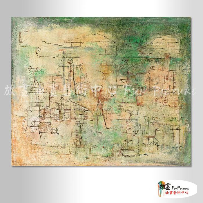 名家抽象66 純手繪 油畫 橫幅 褐綠 中性色系 無框畫 名畫 線條 現代抽象 近代名家 大師作品