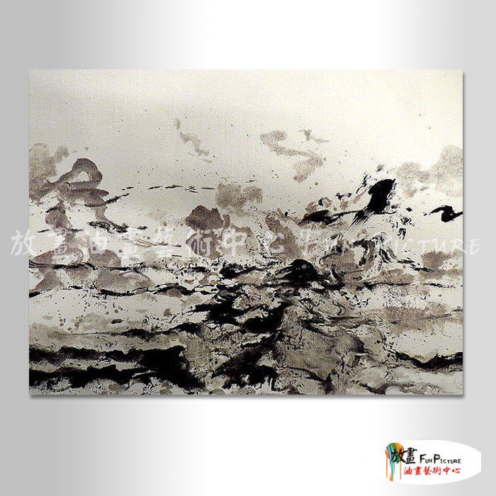 名家抽象80 純手繪 油畫 橫幅 黑灰 中性色系 無框畫 名畫 線條 現代抽象 近代名家 實拍影片