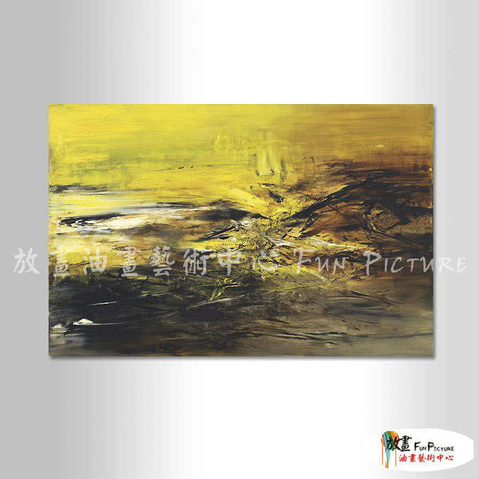 名家抽象86 純手繪 油畫 橫幅 黃褐 暖色系 無框畫 名畫 線條 現代抽象 近代名家 實拍影片