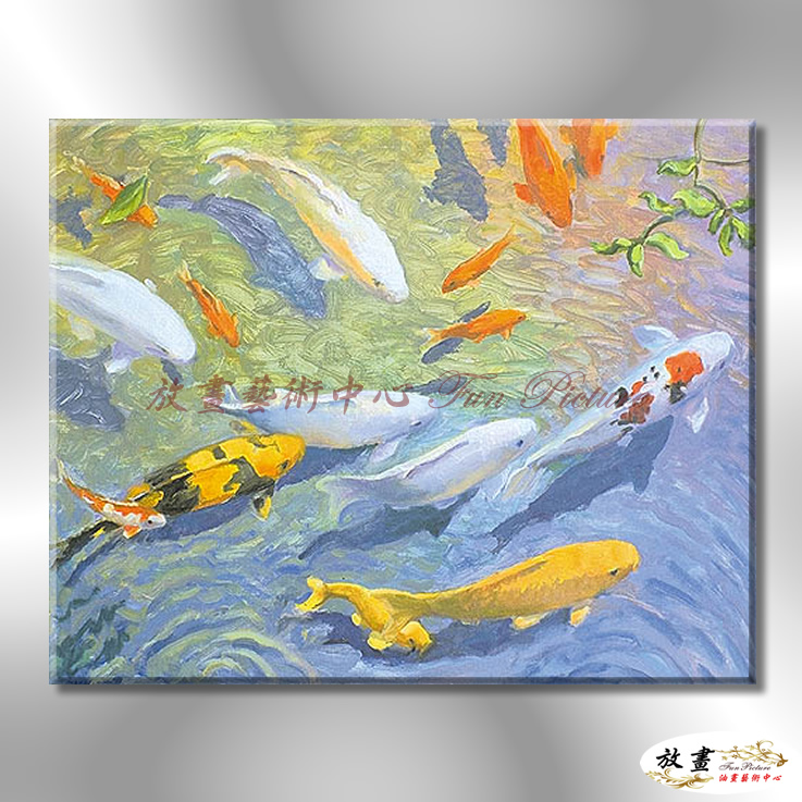 九如魚045 純手繪 油畫 橫幅 多彩 暖色系 招財 求運 開運畫 事事如意 客廳掛畫 藝品 實拍影片