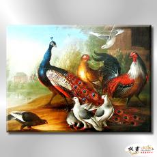 孔雀22 純手繪 油畫 橫幅 黃褐 暖色系 高寫實 掛畫 藝品 龍鳯呈祥 鳥之王者 裝潢 室內設計