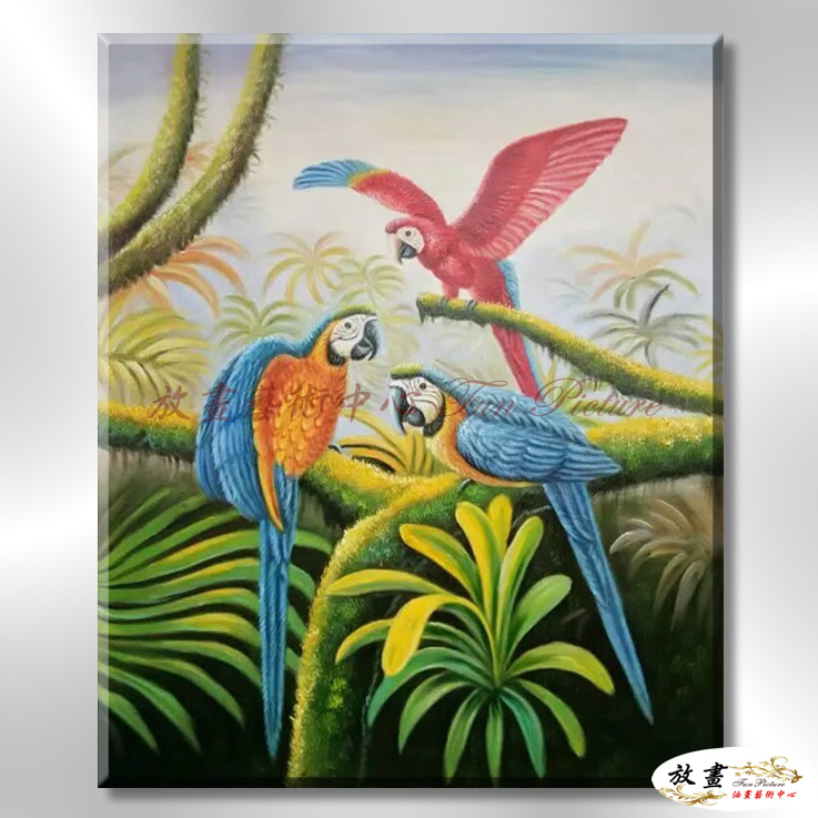 鸚鵡27 純手繪 油畫 直幅 多彩 暖色系 高寫實 掛畫 藝品 五彩繽紛 鳥語花香 裝潢 室內設計