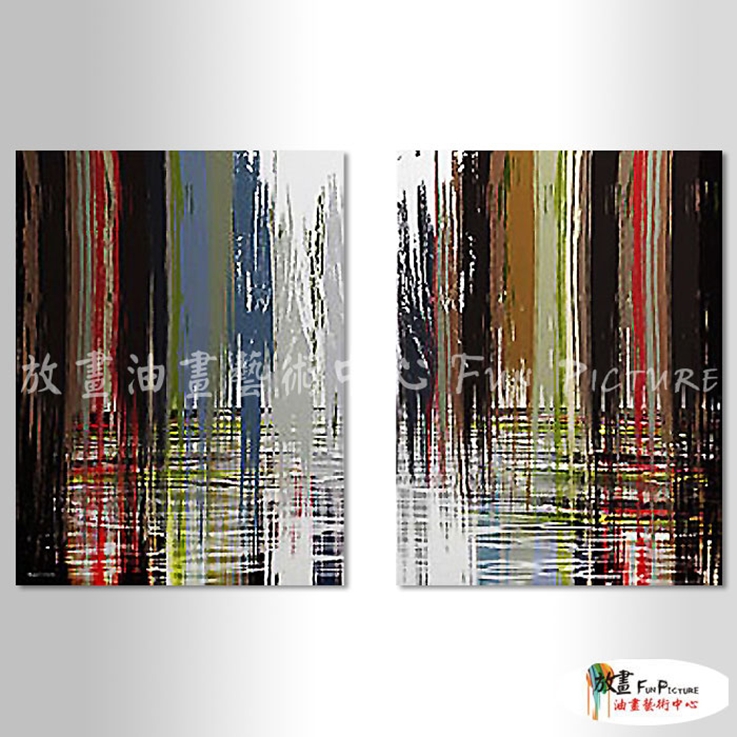 2拼抽象B355 純手繪 油畫 直幅*2 灰黑 中性色系 線條 裝飾 畫飾 無框畫 民宿 餐廳 室內設計