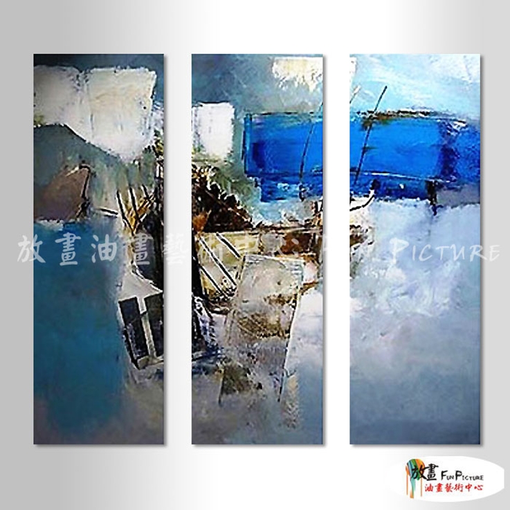3拼抽象B363 純手繪 油畫 直幅*3 藍色 冷色系 流彩 裝飾 畫飾 無框畫 民宿 餐廳 實拍影片