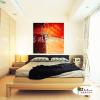 純抽象B390 純手繪 油畫 方形 紅褐 暖色系 幾何 裝飾 畫飾 無框畫 民宿 餐廳 室內設計