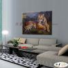 老虎10 純手繪 油畫 橫幅 褐綠 中性色系 動物 大自然 藝術畫 掛畫 生肖 客廳 裝潢 室內設計