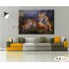 老虎10 純手繪 油畫 橫幅 褐綠 中性色系 動物 大自然 藝術畫 掛畫 生肖 客廳 裝潢 室內設計