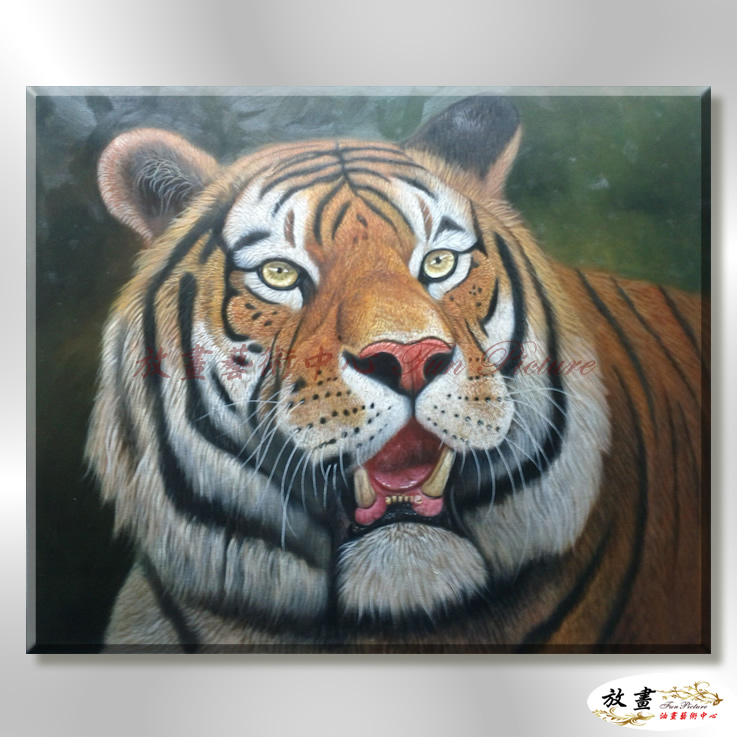 老虎17 純手繪 油畫 橫幅 褐咖 中性色系 動物 大自然 藝術畫 掛畫 生肖 客廳 裝潢 室內設計