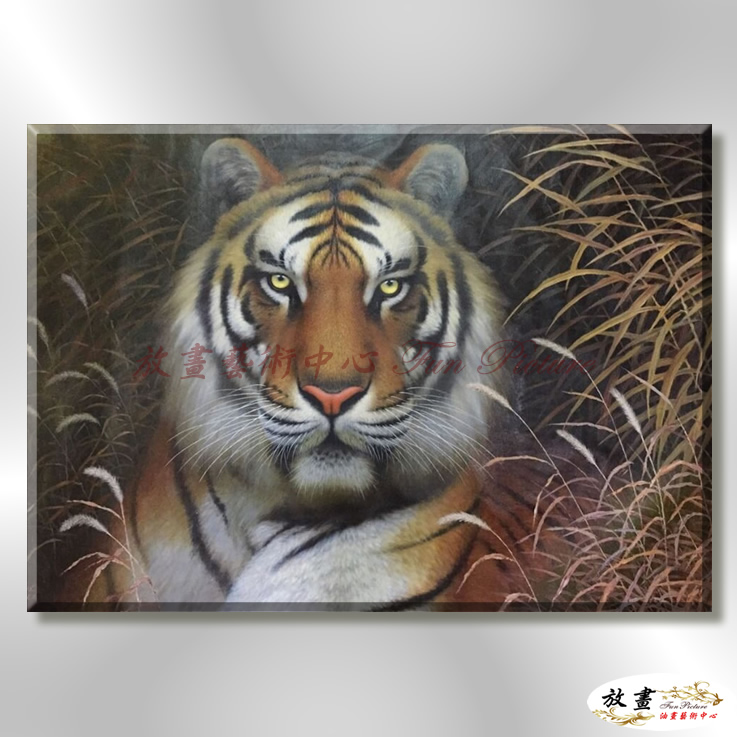 老虎25 純手繪 油畫 橫幅 褐咖 中性色系 動物 大自然 藝術畫 掛畫 生肖 客廳 裝潢 室內設計