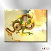 龍03 純手繪 油畫 橫幅 黃綠 暖色系 動物 神話 藝術畫 掛畫 生肖 客廳 裝潢 室內設計