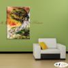 龍08 純手繪 油畫 直幅 金褐 暖色系 動物 神話 藝術畫 掛畫 生肖 客廳 裝潢 室內設計