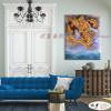 龍22 純手繪 油畫 直幅 藍褐 中性色系 動物 神話 藝術畫 掛畫 生肖 客廳 裝潢 室內設計