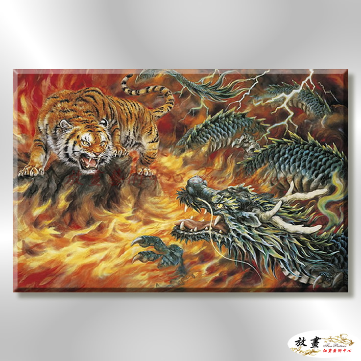 龍63 純手繪 油畫 橫幅 多彩 暖色系 動物 神話 藝術畫 掛畫 生肖 客廳 裝潢 室內設計