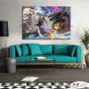 龍65 純手繪 油畫 橫幅 白藍 中性色系 動物 神話 藝術畫 掛畫 生肖 客廳 裝潢 室內設計