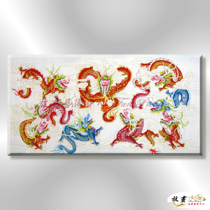 龍75 純手繪 油畫 橫幅 多彩 暖色系 動物 神話 藝術畫 掛畫 生肖 客廳 裝潢 室內設計