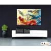 龍77 純手繪 油畫 橫幅 紅橙 暖色系 動物 神話 藝術畫 掛畫 生肖 客廳 裝潢 室內設計