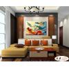 龍77 純手繪 油畫 橫幅 紅橙 暖色系 動物 神話 藝術畫 掛畫 生肖 客廳 裝潢 室內設計
